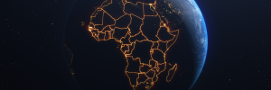 A picture of African countries outline map from space