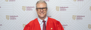 Prof Craig McGregor of the Department of Mechanical and Mechatronic Engineering photographed at his inaugural lecture on the Stellenbosch Campus.