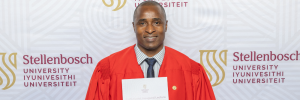 Prof Cletos Mapiye from the Department of Animal Sciences photographed at his inaugural lecture on the Stellenbosch campus.