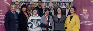 From left at the launch of the Unity Movement Collection at the Stellenbosch University Library on 22 May 2026 are Basil Brown, Leslie van Rooi,  Ellen Tise, Pakama Ncume,  Shaun Viljoen, Allan Zinn, Mickey Titus, Felicity Titus, Nico Koopman, Lungisile Ntsebeza,  Mimi Seyffert-Wirth, Lincoln Jacobs and Denise Zinn. 