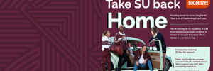 A photo of a poster about the Take SU Back Home initiative with a link to register to participate in the programme. The link address is https://bit.ly/42RbifX 