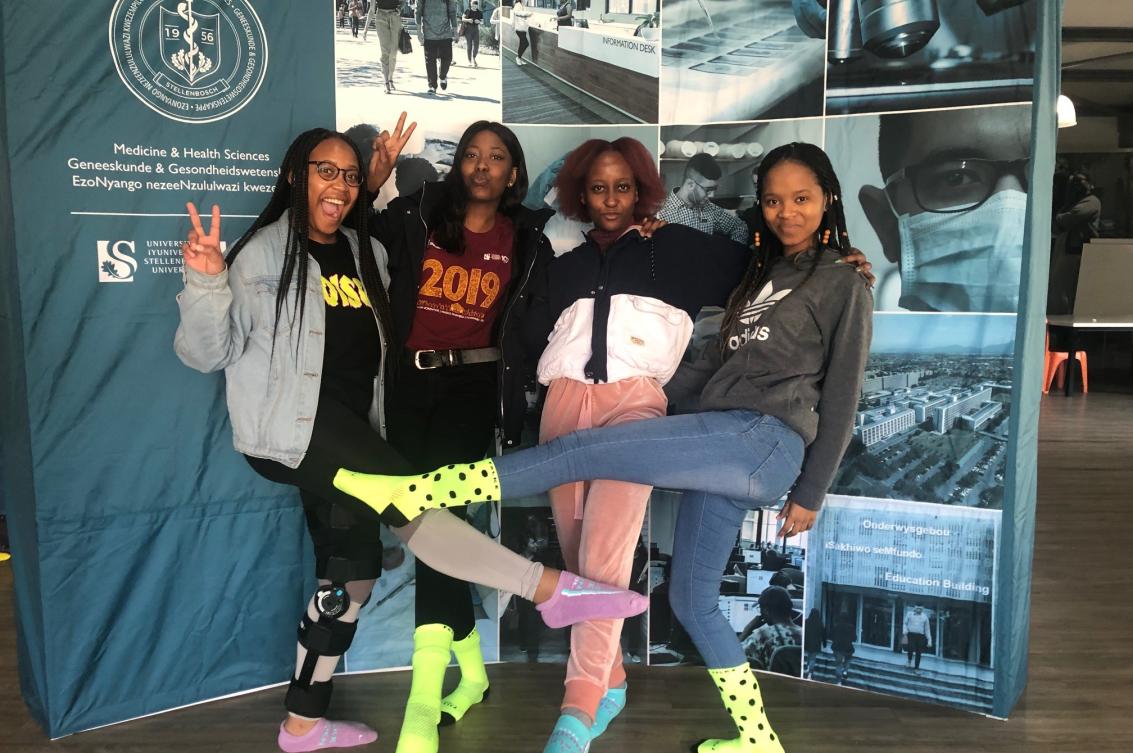 Students with crazy socks