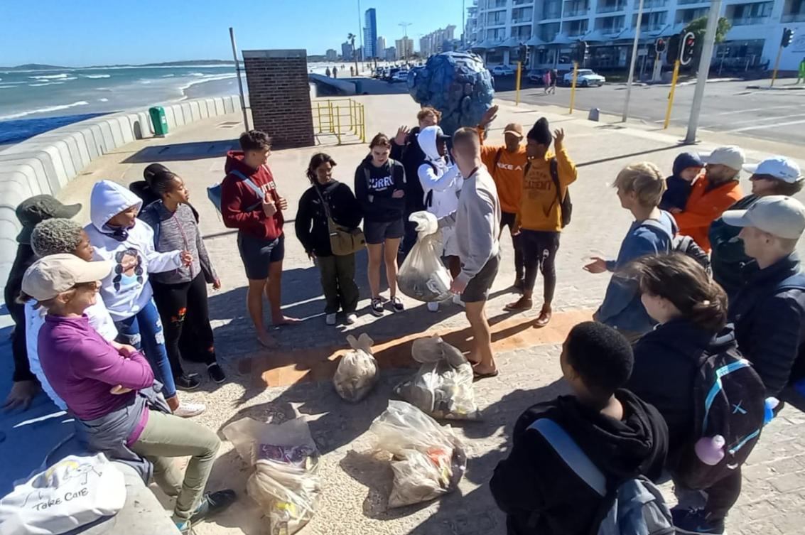 Exploring plastic pollution as part of their field skills