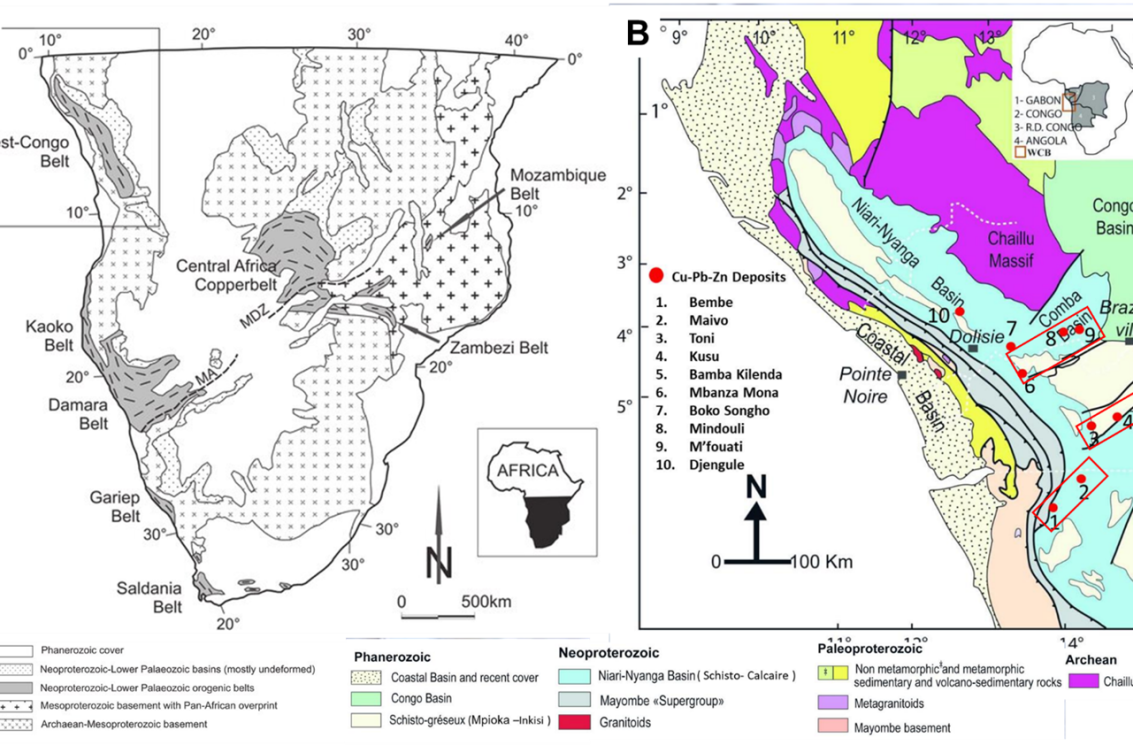 Location of the West Congo belt