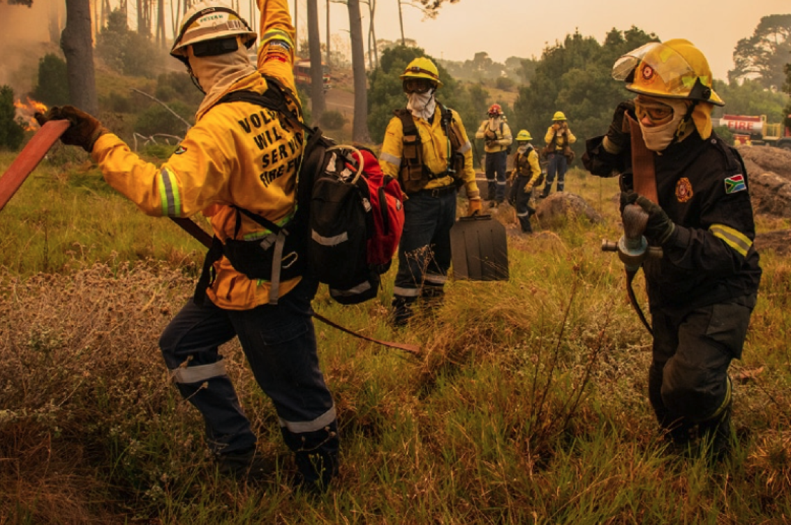 A photo of a group of dedicated volunteer firefighters at SU.