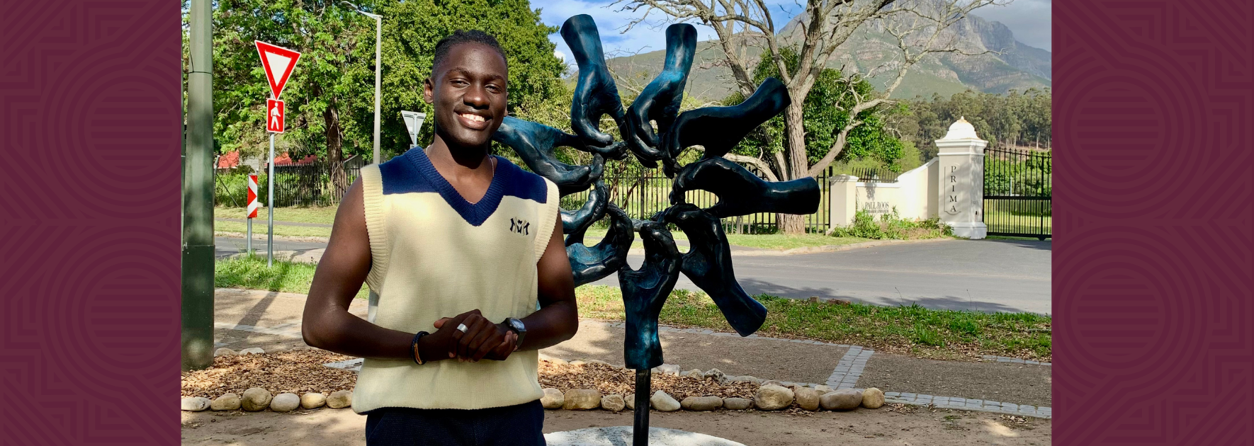 Kondwani Ngulube, an international student from Zambia enjoying the sights of Stellenbosch