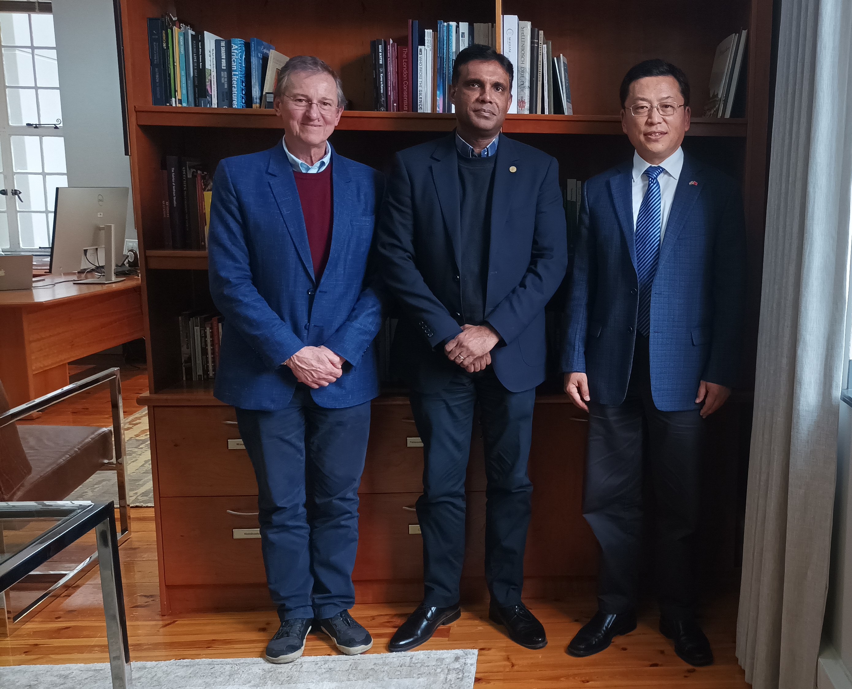 A Visit from the Consulate General of the People's Republic of China as on 12 May 2026, with Prof Deresh Ramjugernath (middle) and Prof Francesco Petruccione (left)