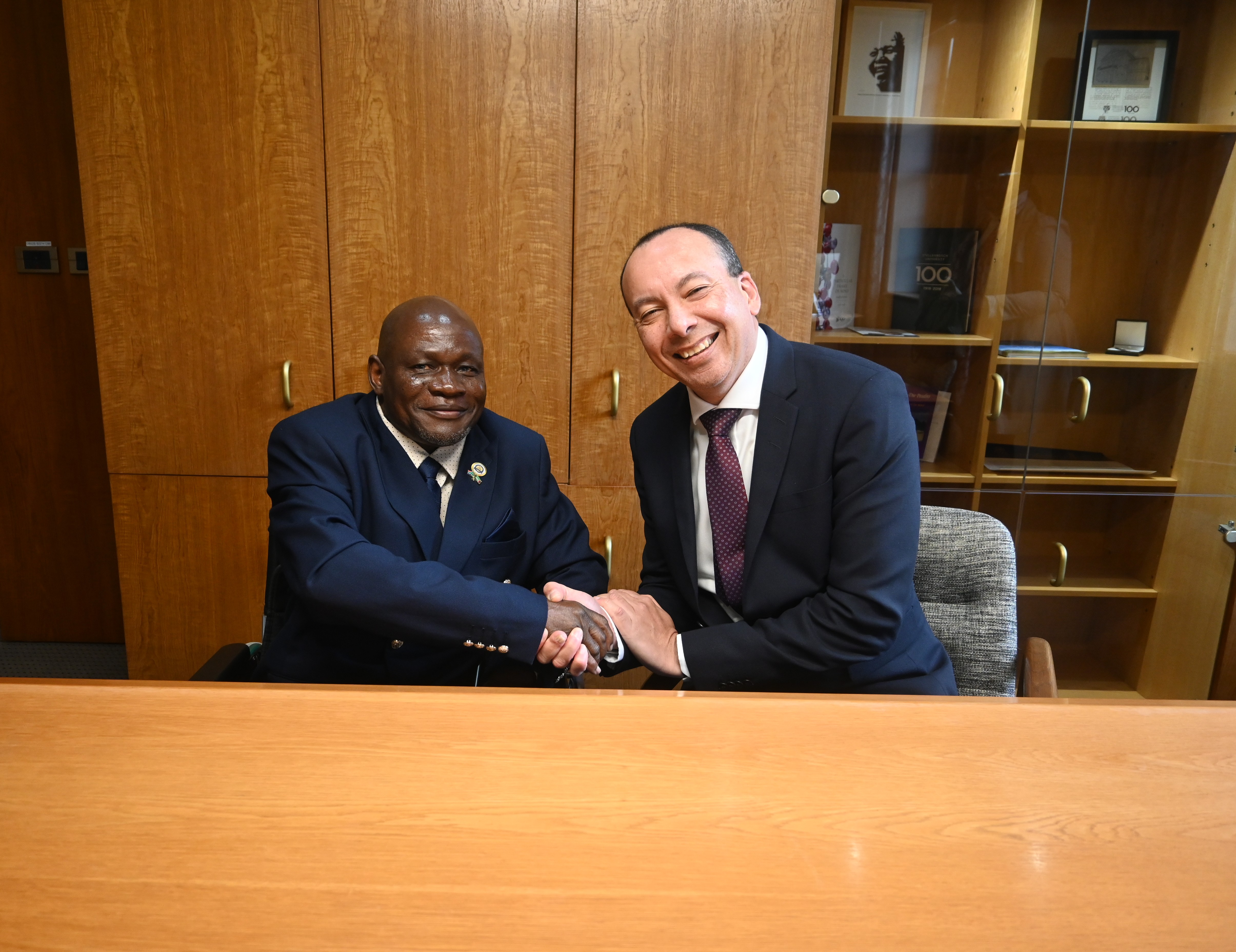 A Visit from the Republic of Zambia's High Commission, First Secretary of Education, engaging with Prof Richard Stevens, Deputy Vice-Chancellor for Learning and Teaching (SU)